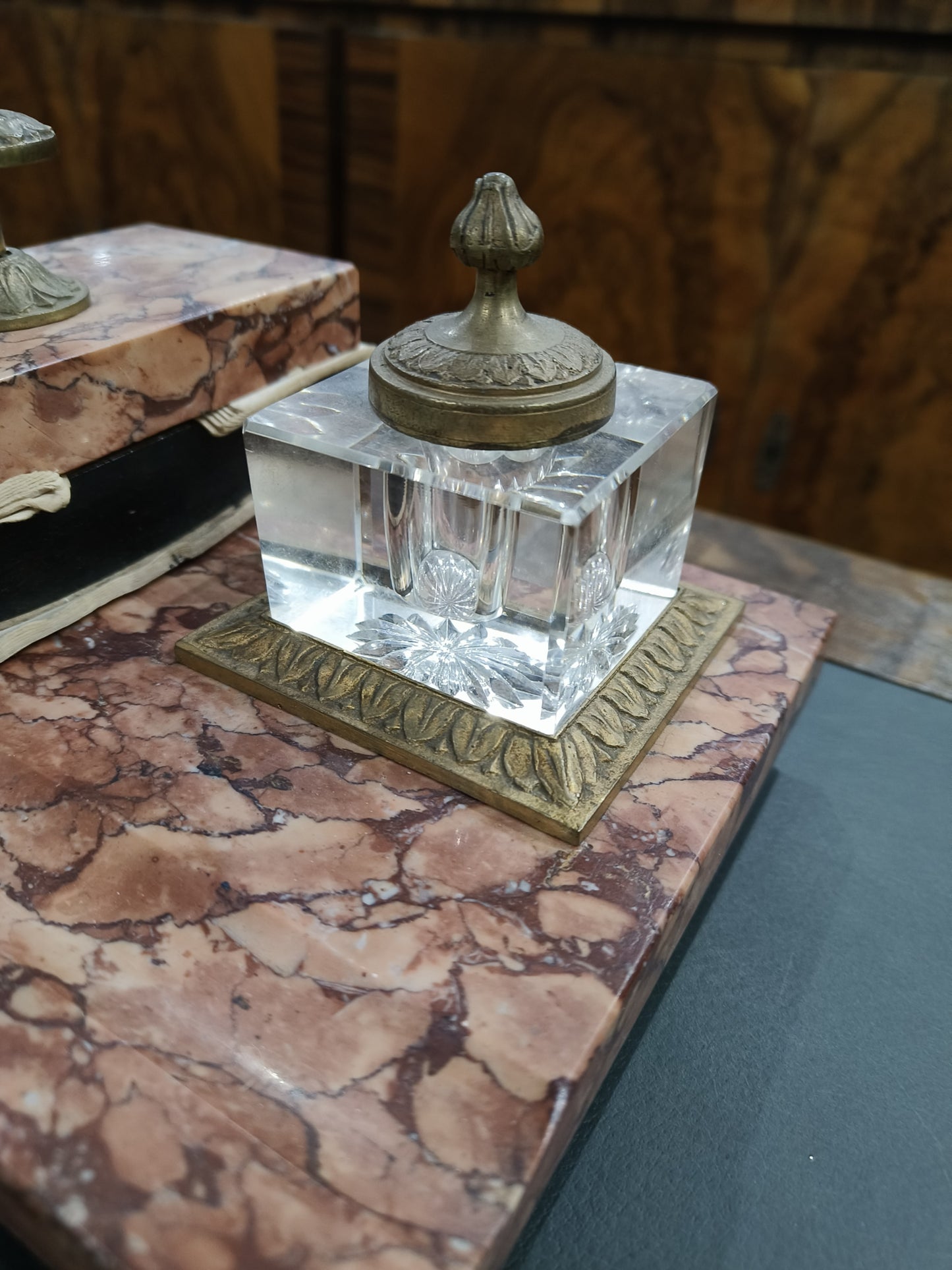 Kałamarz, ekrytuar, marmur, mosiądz