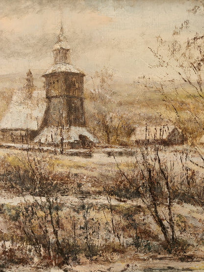 Obraz J. Zgorzałek "Pejzaż z Podgórza w zimie" 1987 r.
