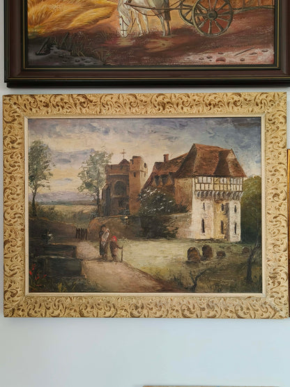 Obraz,  pejzaż olej na płótnie sygnowany E. Gawroński, 1987