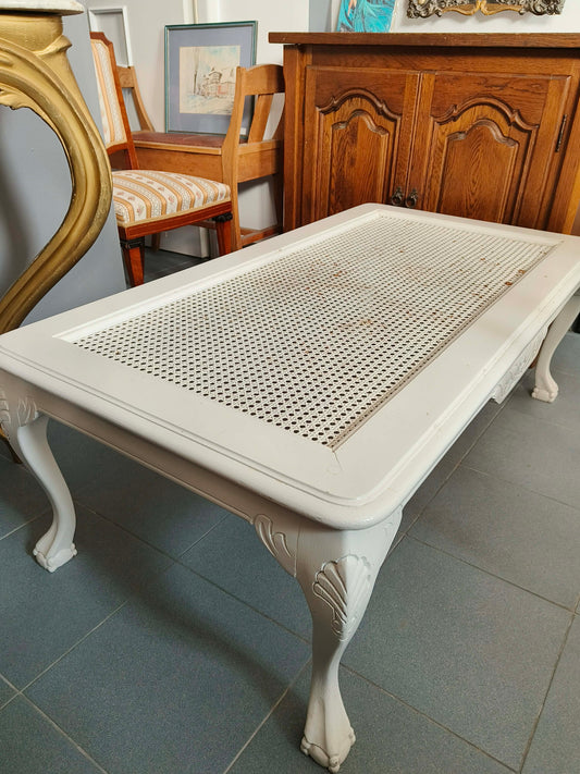 Stół ratanowy, drewniany, ława