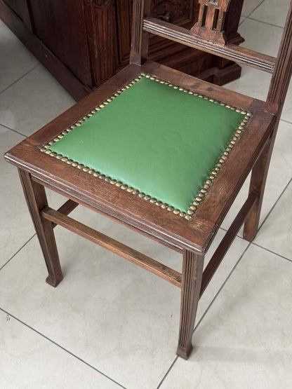 Krzesło secesja, po renowacji, skóra naturalna, XIX w