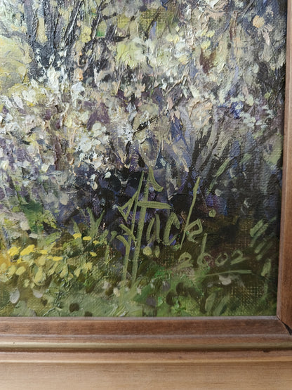 Obraz aukcyjny Józef Łącki "Wiśniowy sad" 2002 r.