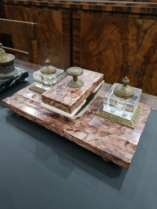 Kałamarz, ekrytuar, marmur, mosiądz