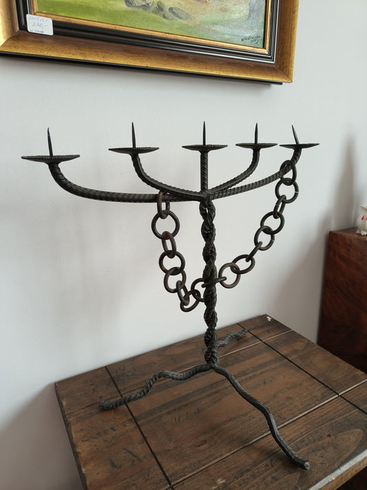 Świecznik kuty, na 5 świec, metal