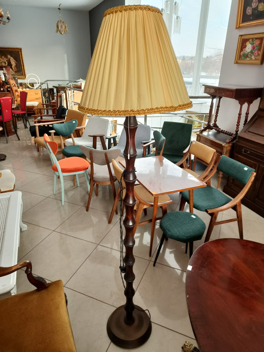 Lampa podłogowa drewniana noga, abażur