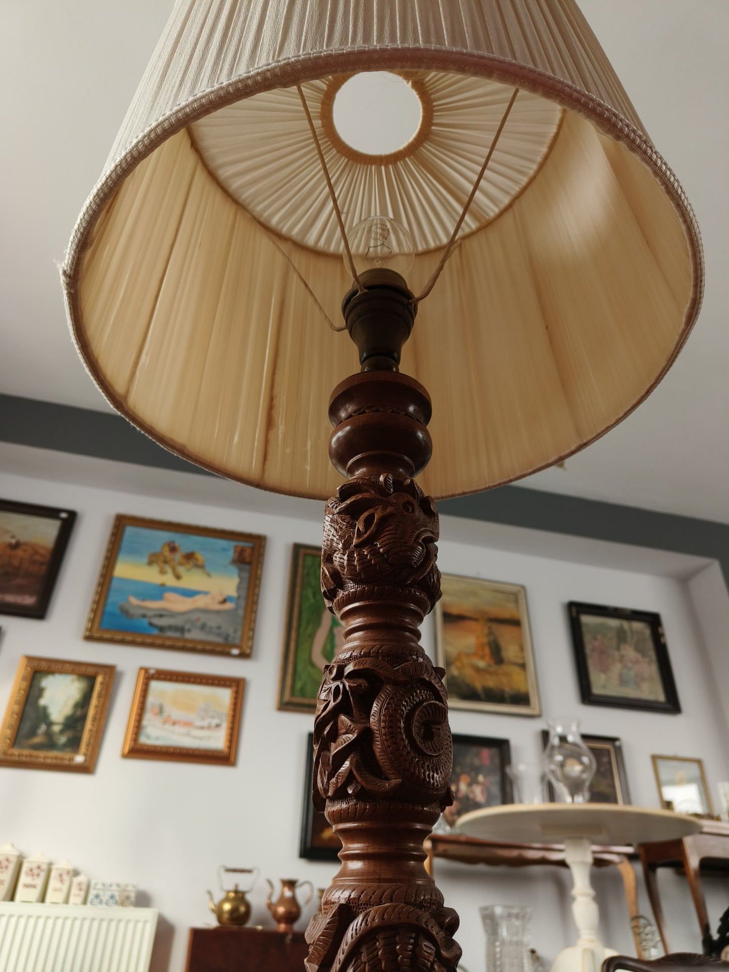 Lampa chińska, smoki, drewno egzotyczne