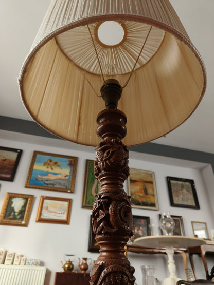 Lampa chińska, smoki, drewno egzotyczne