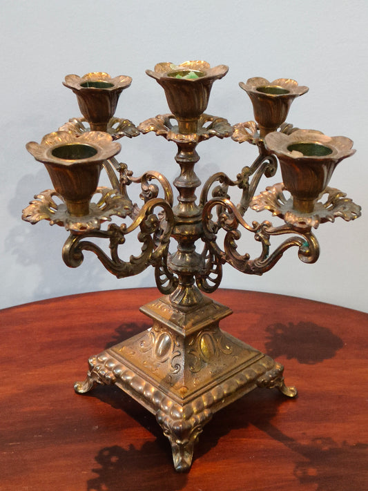 Świecznik pięcioramienny, mosiądz