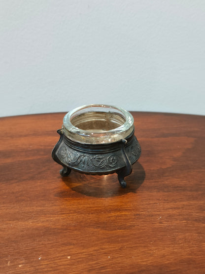 Plated salt shaker, glass