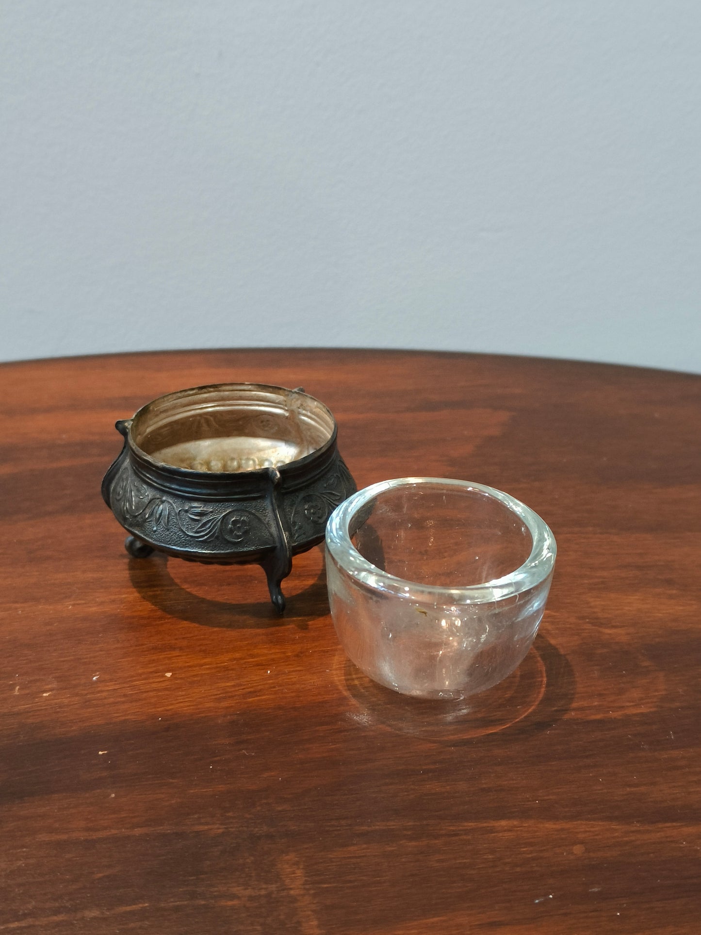 Plated salt shaker, glass