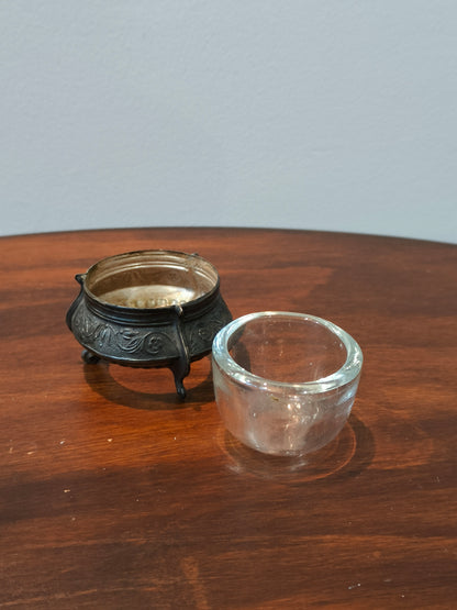 Plated salt shaker, glass
