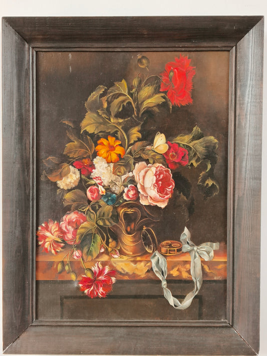 Obraz, olej na płótnie, kwiaty, sygnowany