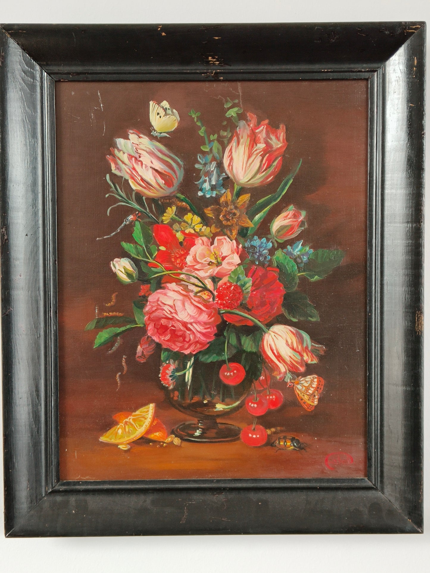 Obraz, olej na płótnie, kwiaty, sygnowany