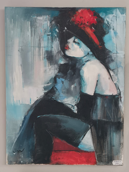 Painting, oil on canvas "Lady in a Hat" by Igor Brazaukus
