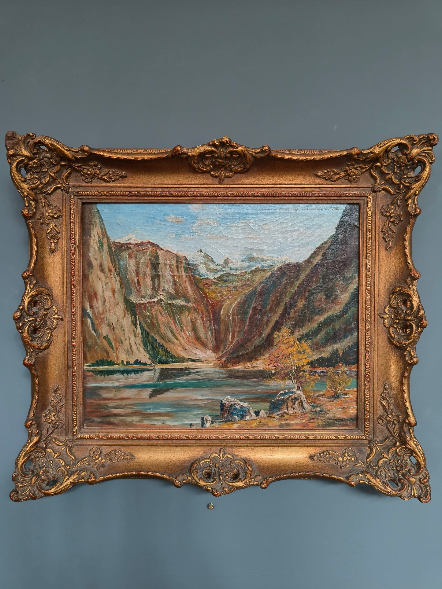 Painting, landscape, oil on canvas, signed