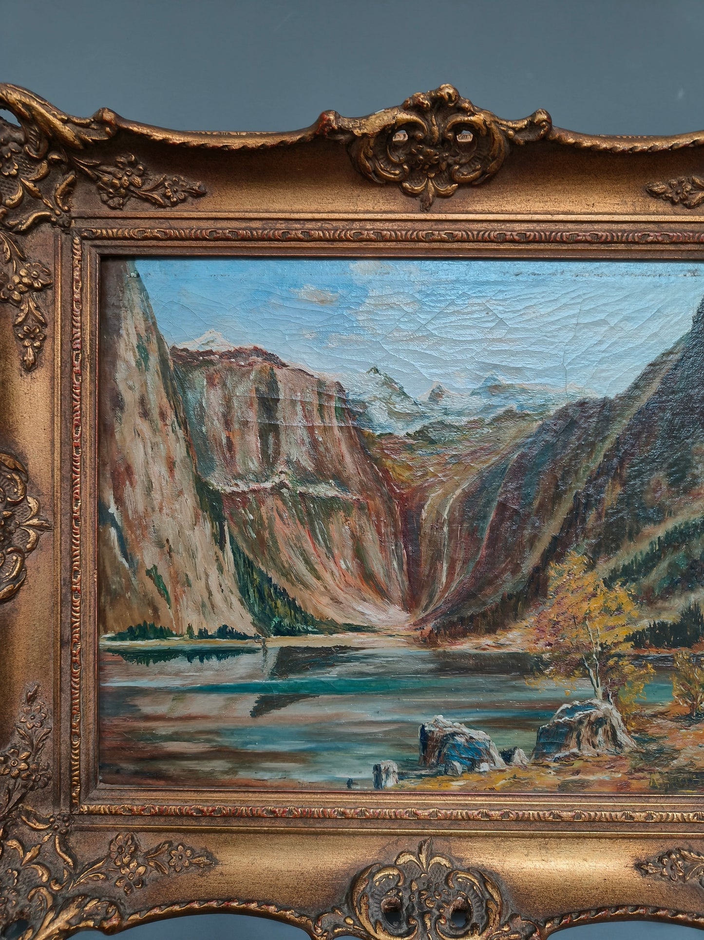 Painting, landscape, oil on canvas, signed