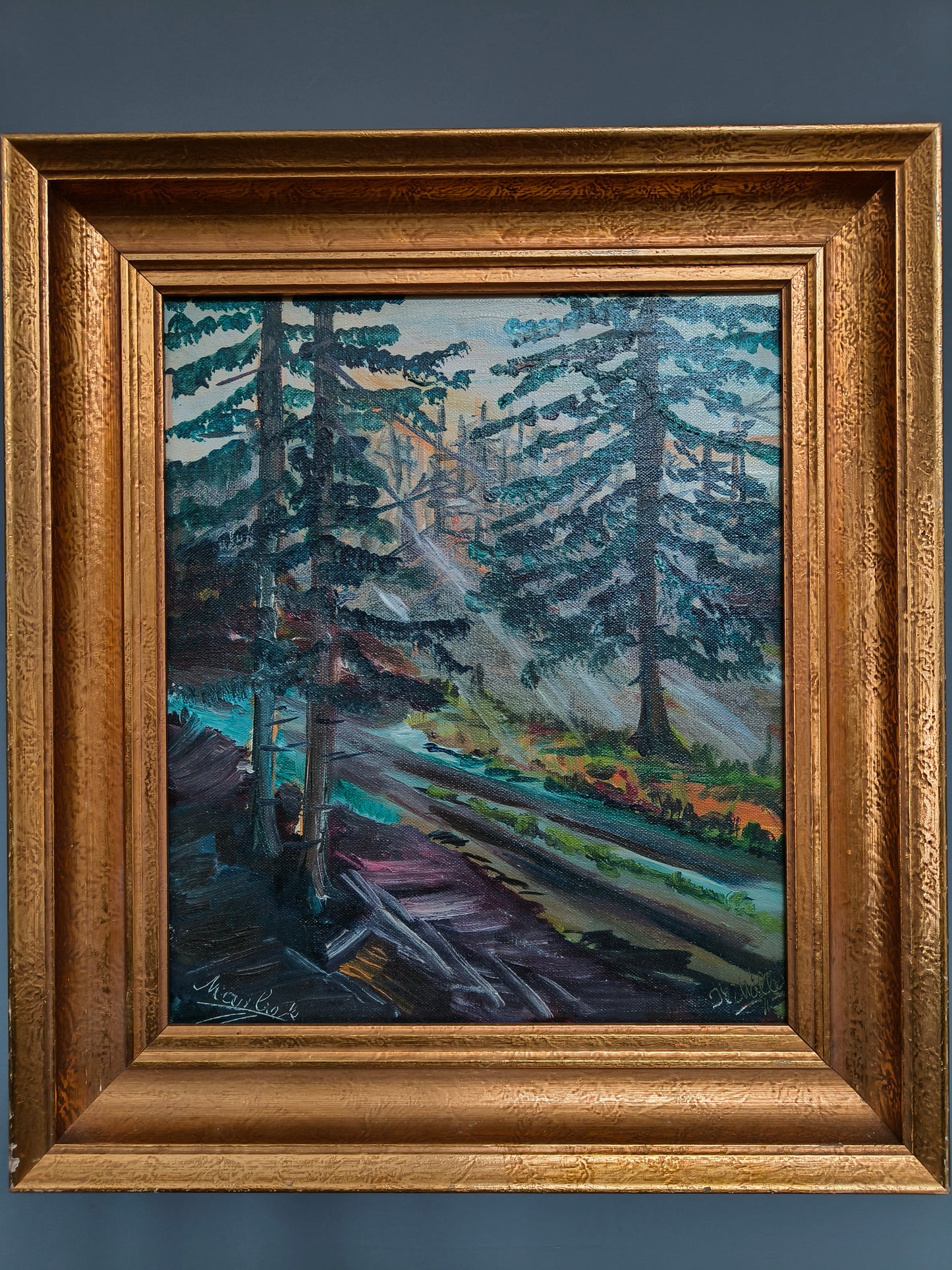 Painting, landscape, oil on canvas, signed