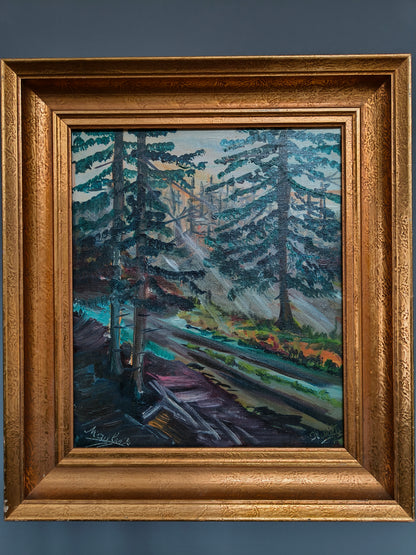 Painting, landscape, oil on canvas, signed