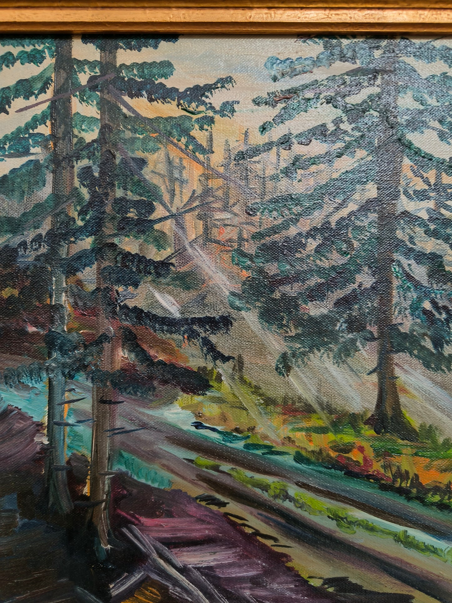 Painting, landscape, oil on canvas, signed