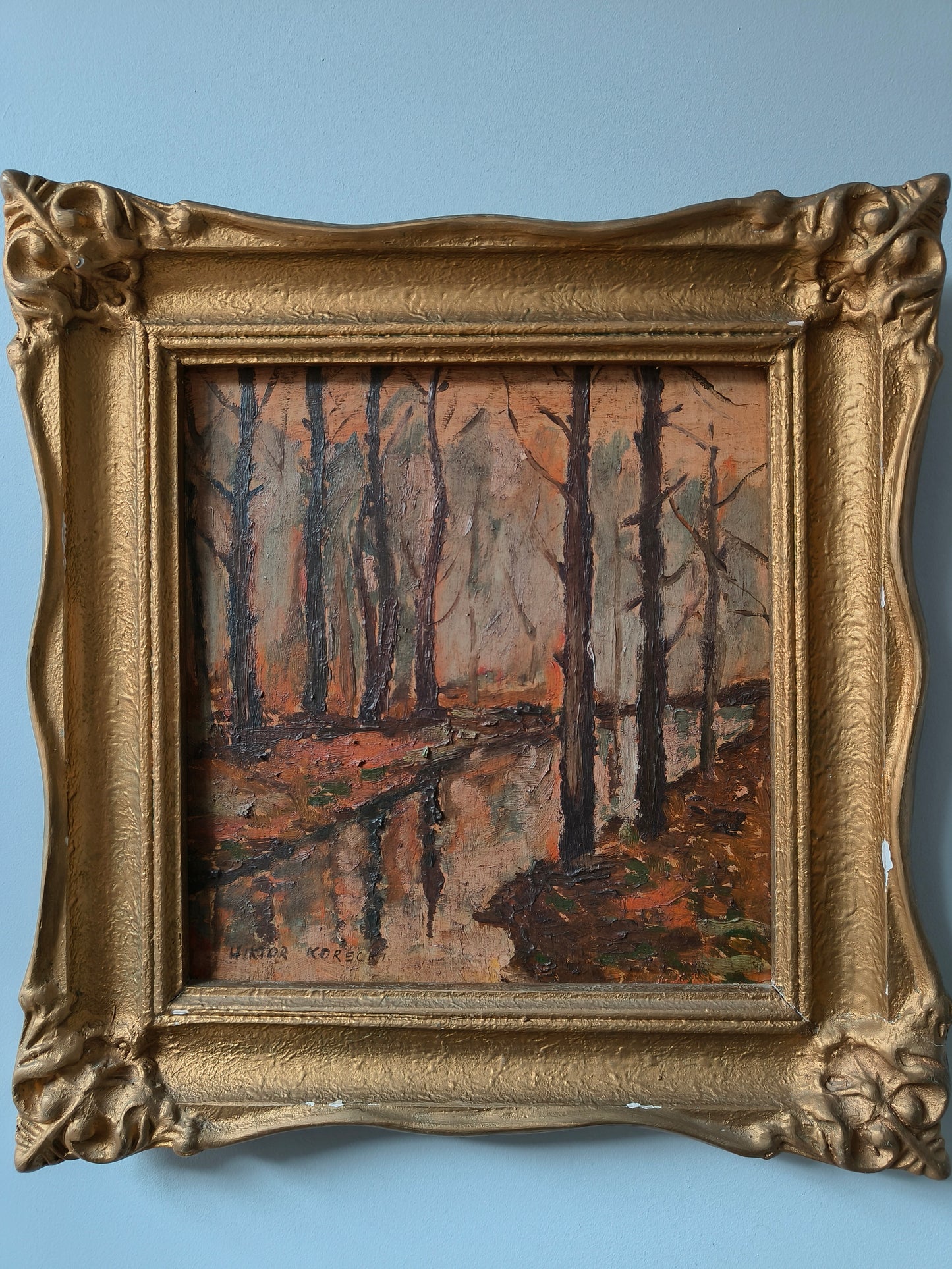 Obraz W. Korecki (1897-1980) pejzaż "Las jesienią"