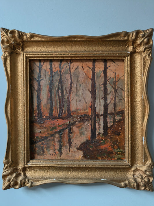 Obraz W. Korecki (1897-1980) pejzaż "Las jesienią"