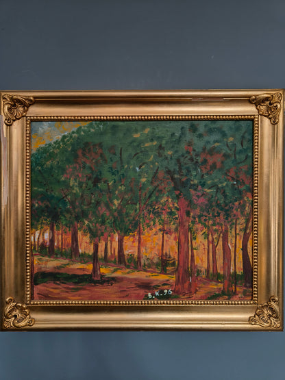 Obraz pejzaż, olej na płótnie B. Kostrzyńska, 1996