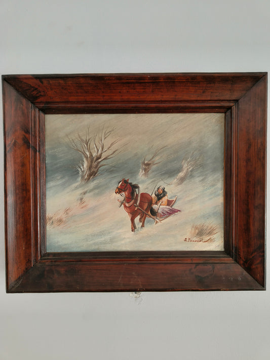 Obraz pejzaż zimowy A. Makowski (1869-1924)