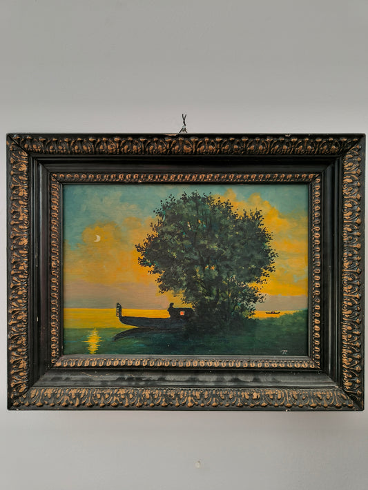 Obraz pejzaż, olej na desce, sygnowany