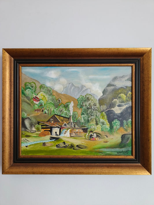 Obraz pejzaż, olej na płótnie, W. Kostrzyńska 2003