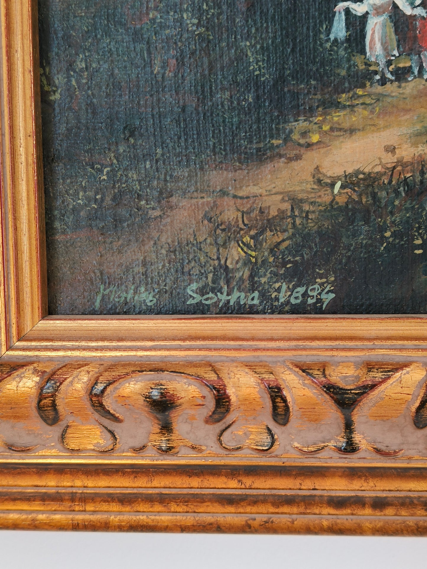 Antique painting, 19th century landscape, signed