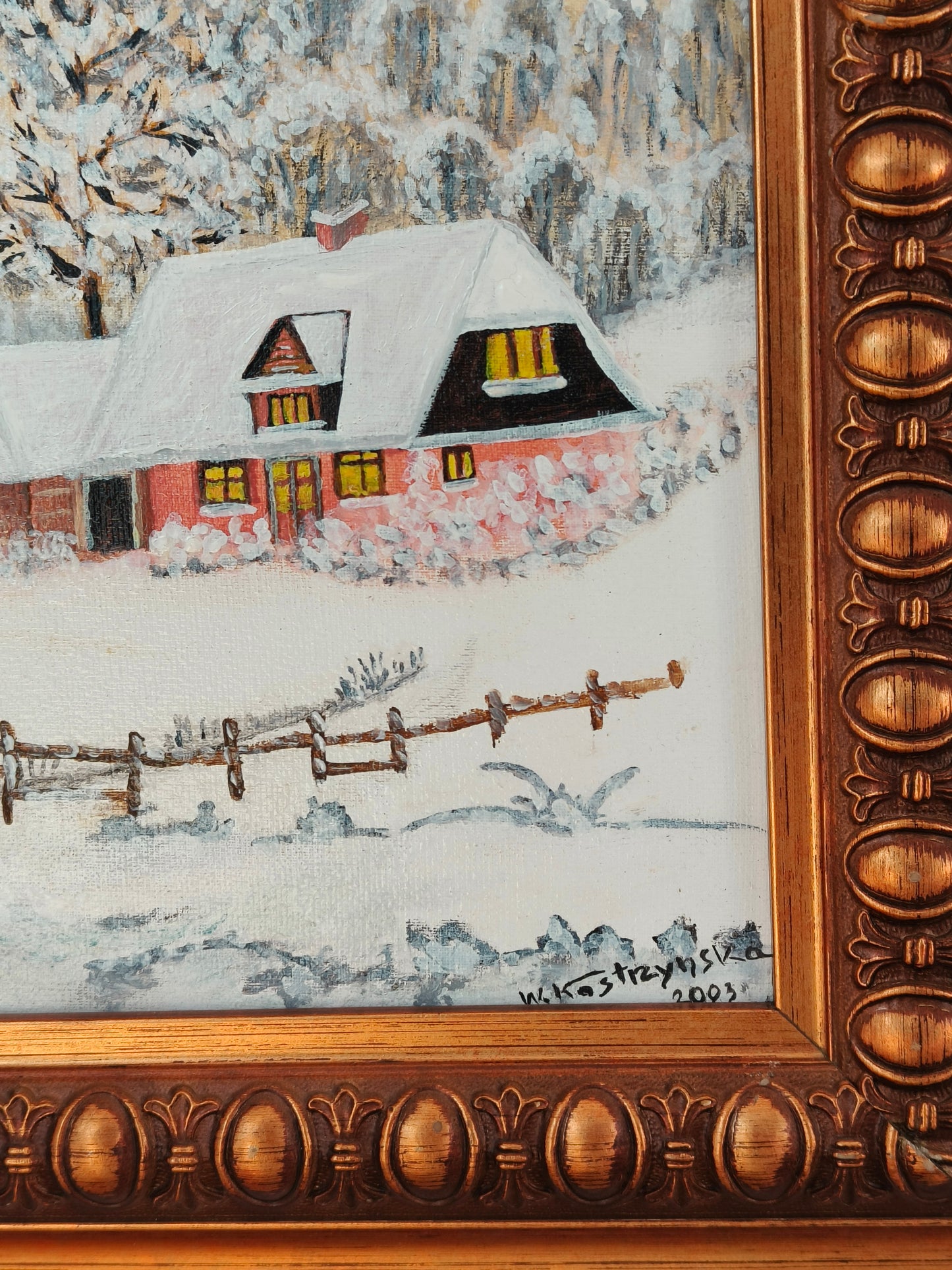 Painting, winter landscape, W. Kostrzyńska 2003