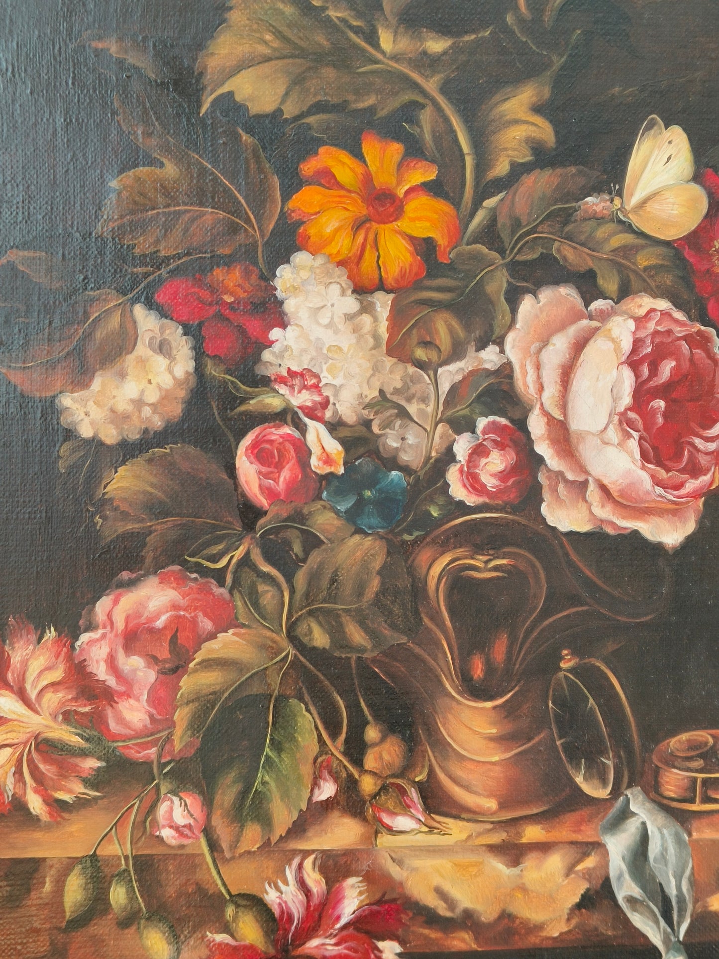 Painting, flowers, oil on canvas, signed
