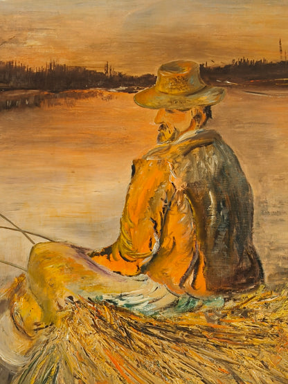 Large painting, rural landscape, signed - Han. 1970