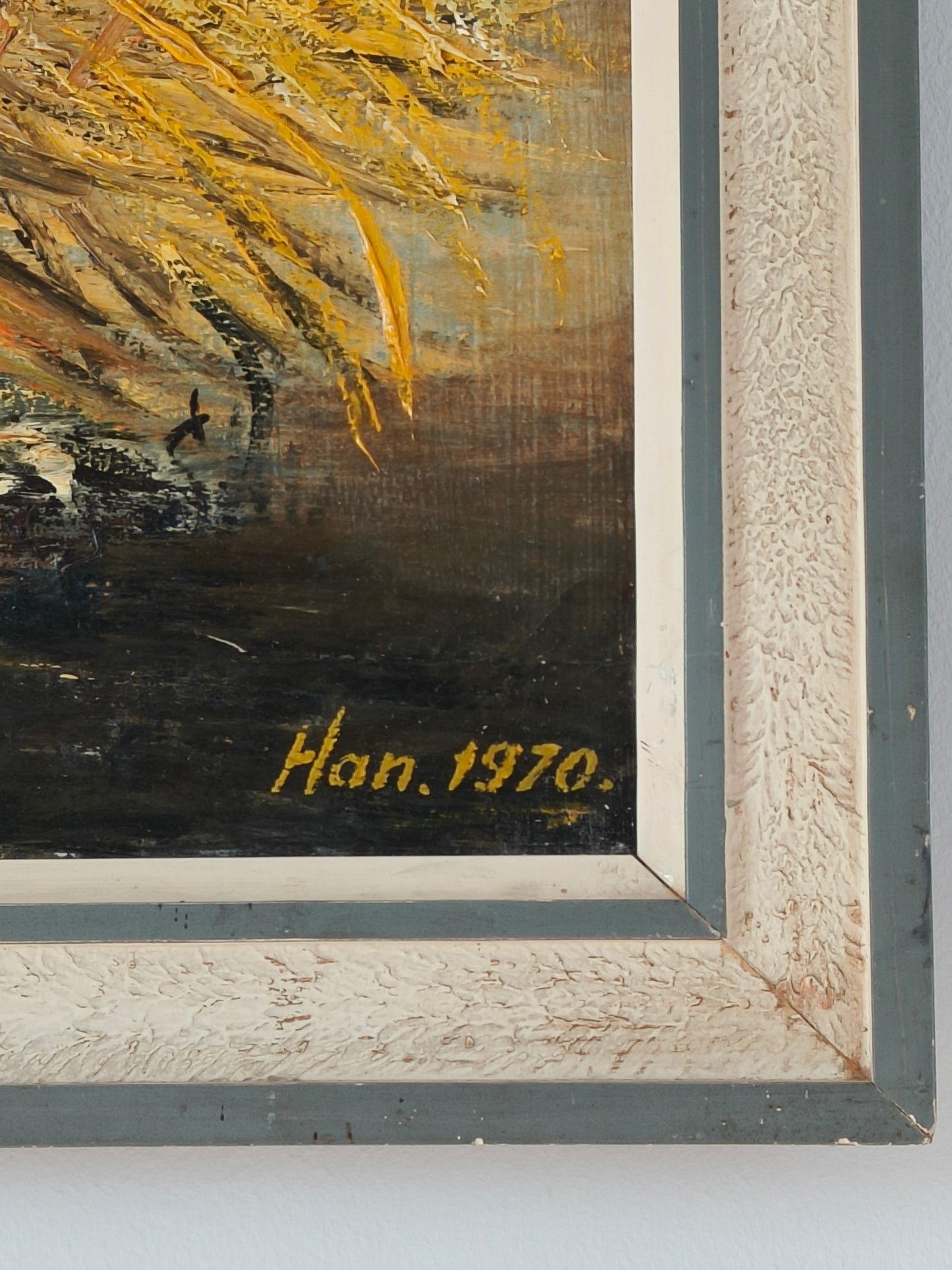 Large painting, rural landscape, signed - Han. 1970