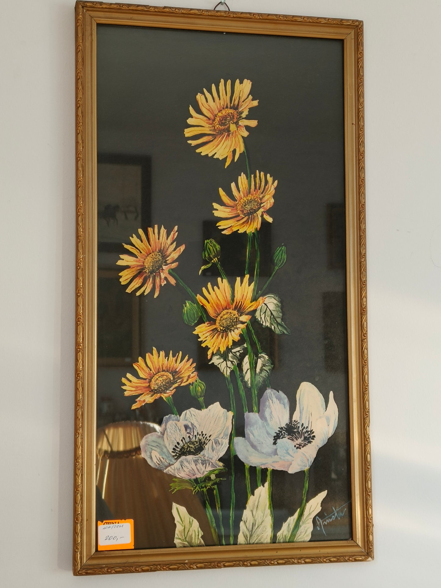 Painting of flowers, watercolor, signed