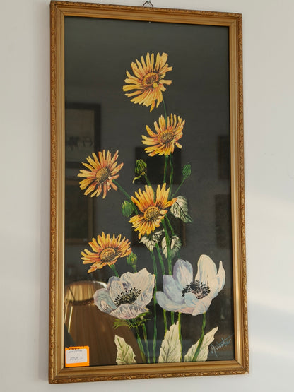 Painting of flowers, watercolor, signed
