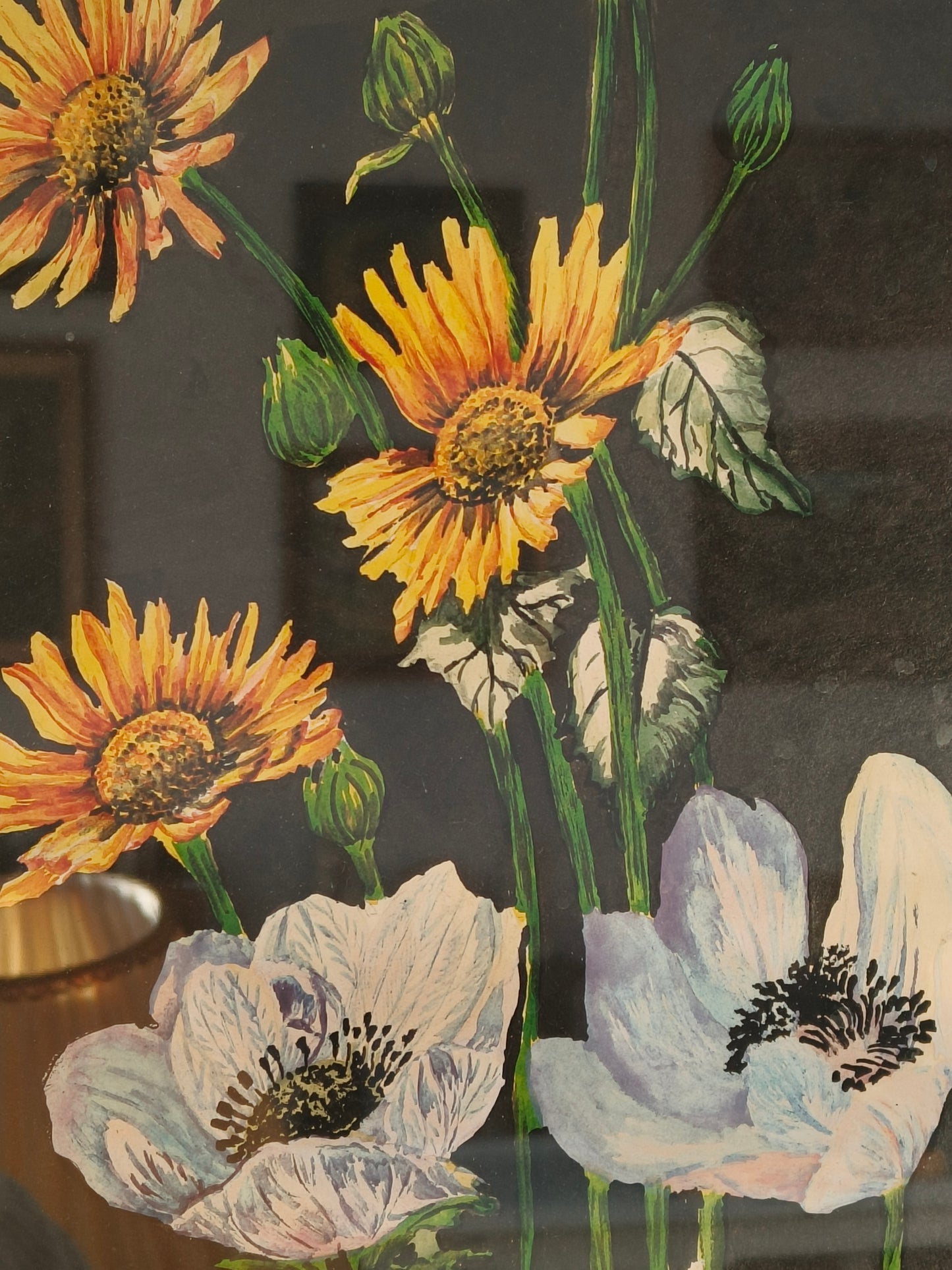Painting of flowers, watercolor, signed