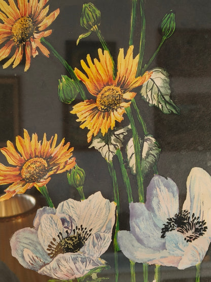 Painting of flowers, watercolor, signed