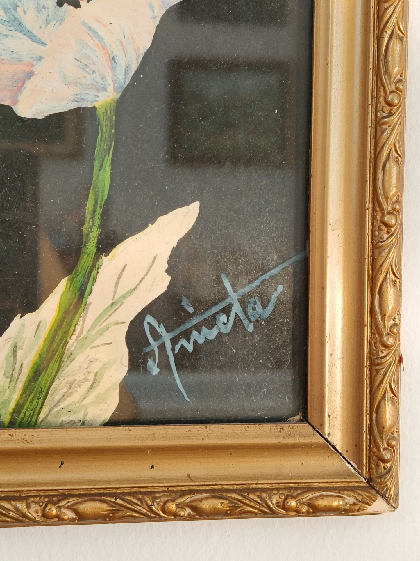 Painting of flowers, watercolor, signed