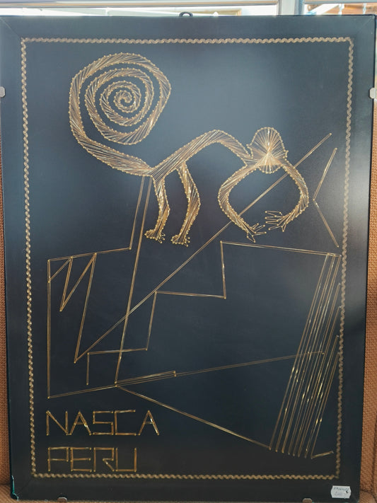 Obraz, geoglify z Peru, wykonany techniką string art