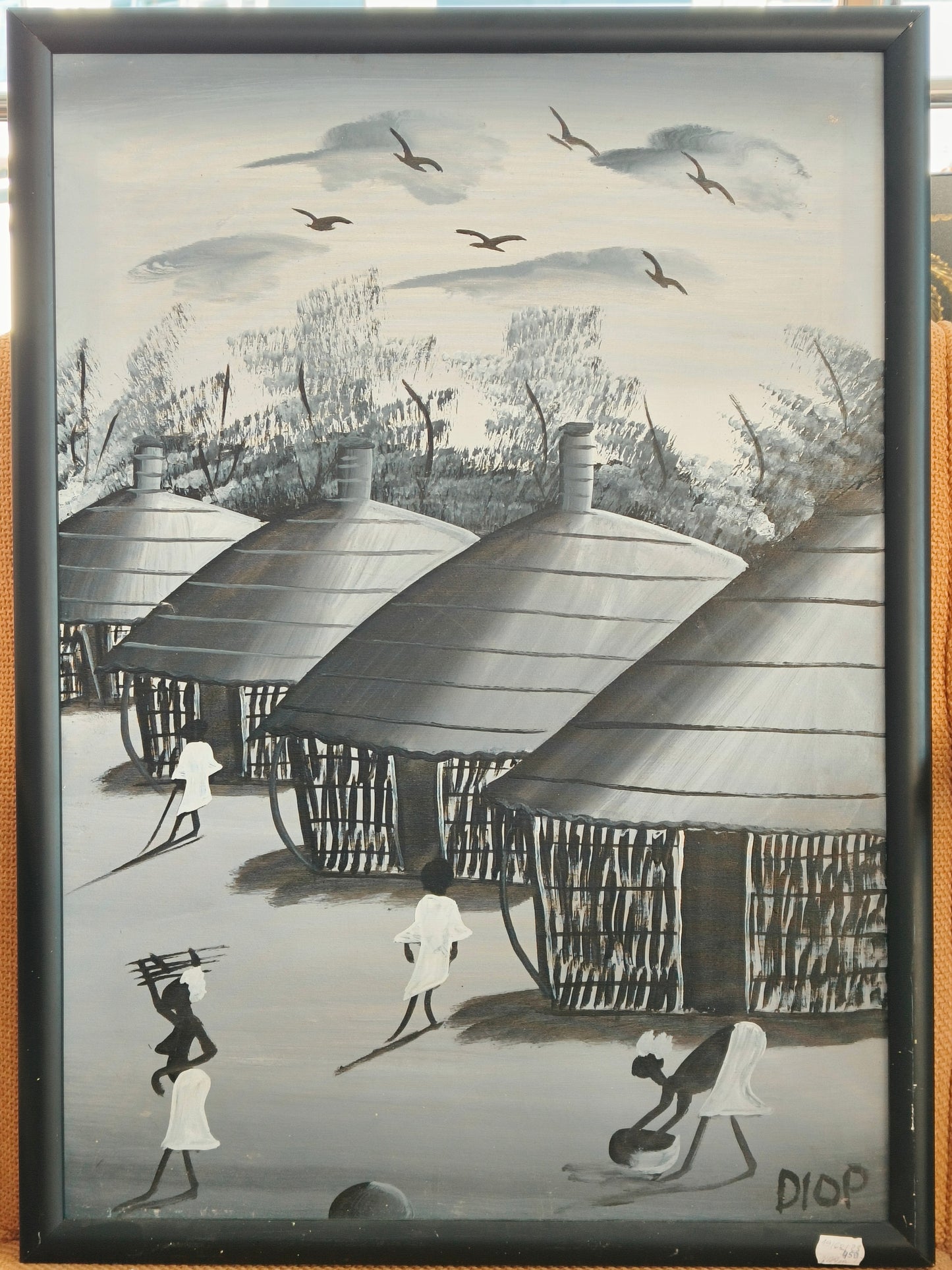 Painting, African Village, Diop, Senegal