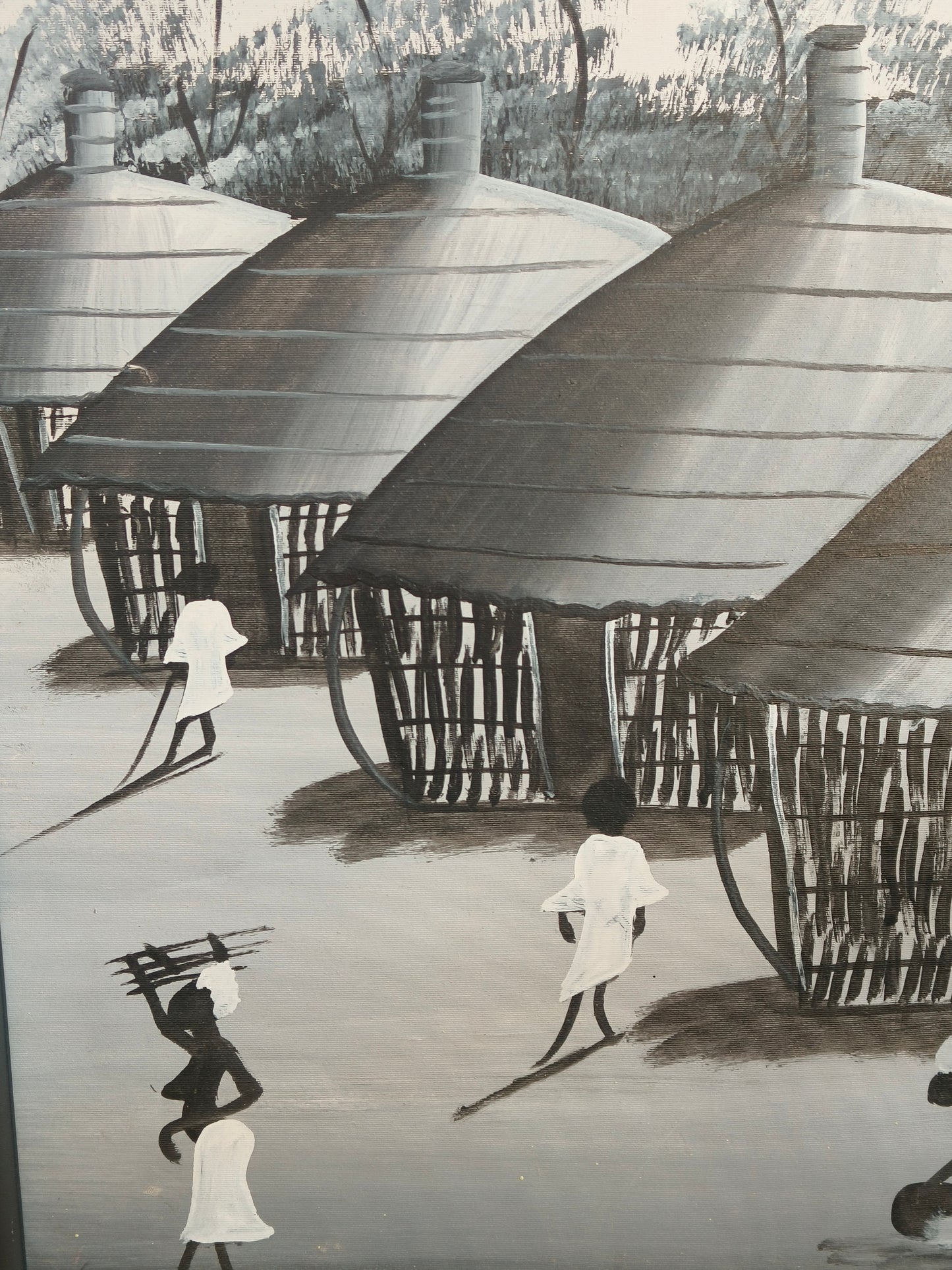 Painting, African Village, Diop, Senegal