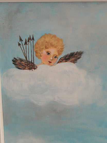 Large painting, cupids with arrows, Kostrzyńska