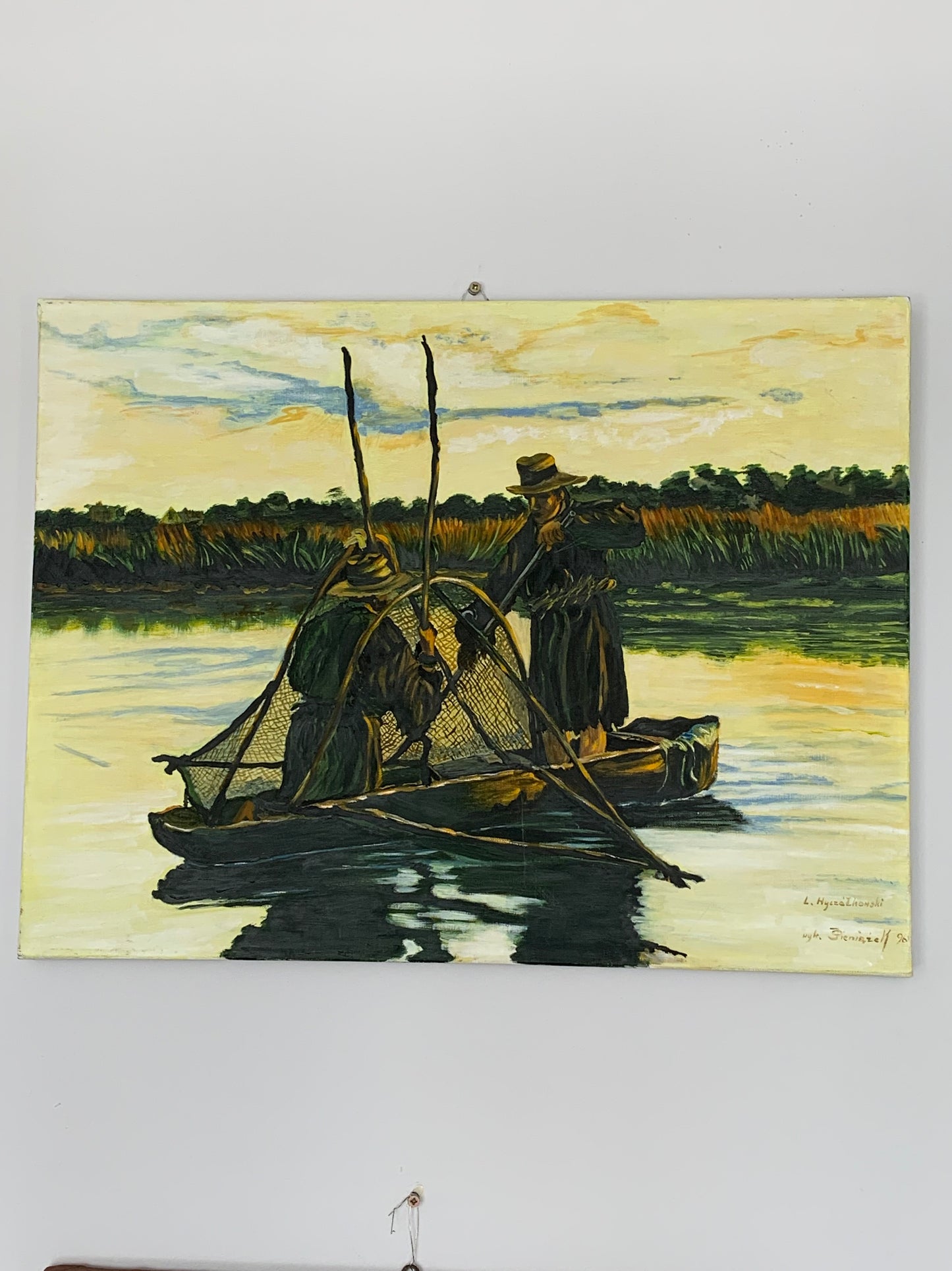 Kopia obrazu "Połów o świcie" Leona Wyczółkowskiego (1852–1936), J. Pieniążek 1996 r.