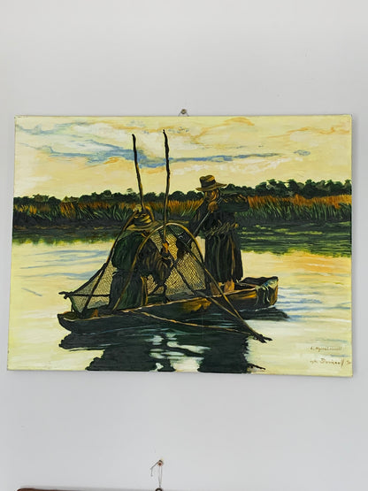 Kopia obrazu "Połów o świcie" Leona Wyczółkowskiego (1852–1936), J. Pieniążek 1996 r.
