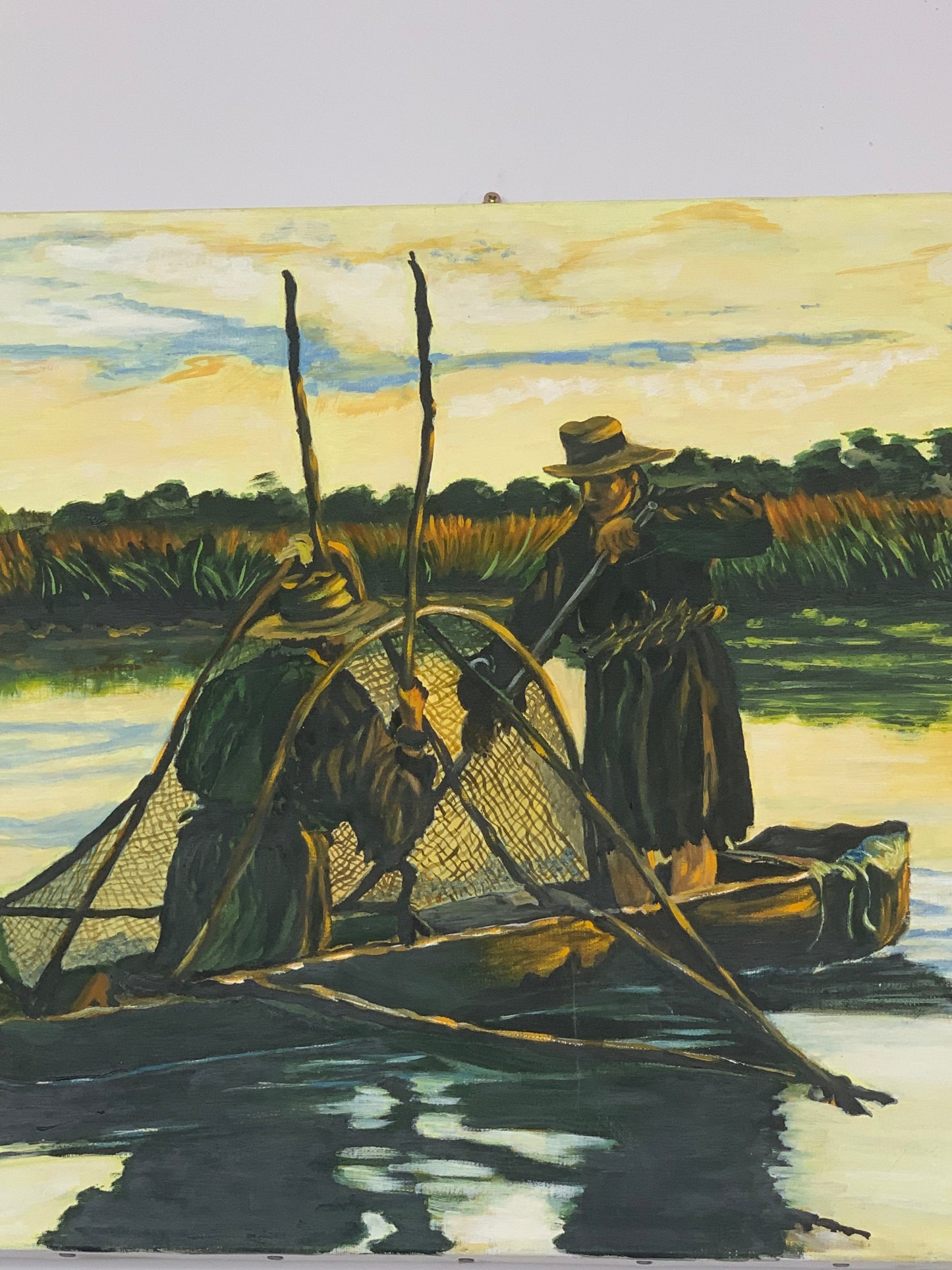 Kopia obrazu "Połów o świcie" Leona Wyczółkowskiego (1852–1936), J. Pieniążek 1996 r.