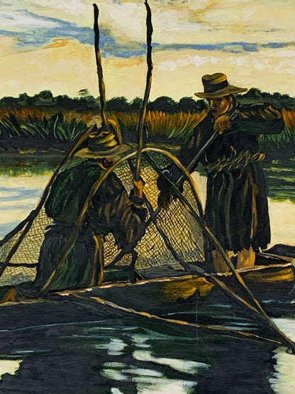Kopia obrazu "Połów o świcie" Leona Wyczółkowskiego (1852–1936), J. Pieniążek 1996 r.
