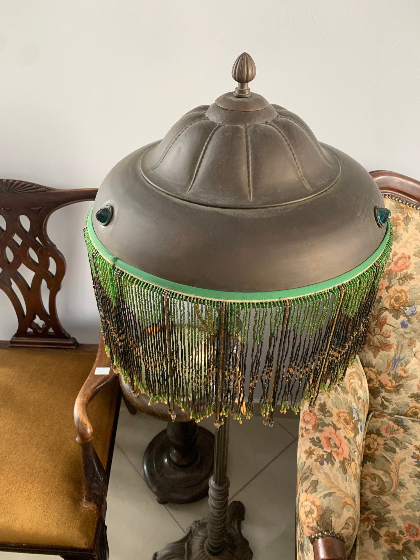 Lampa secesja, frędzle, początek XX wieku Vintage