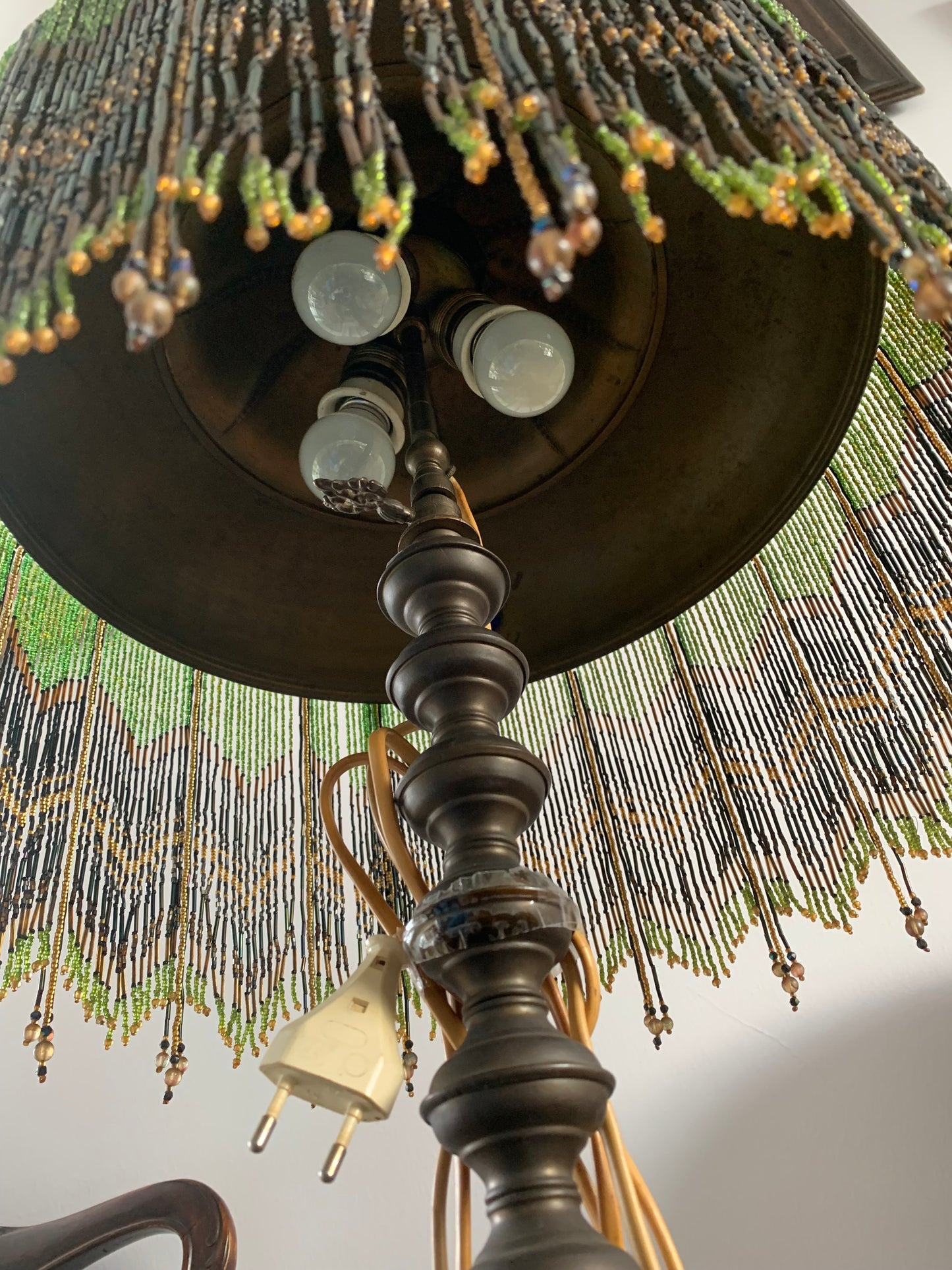 Lampa secesja, frędzle, początek XX wieku Vintage