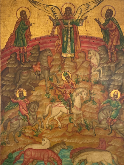 Duża ikona prawosławna "Borys i Gleb" XIX w.,